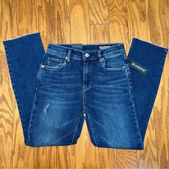 NWT Blank NYC The Madison High Rise Crop Dark Wash Jeans Raw Hem Size 25 - Picture 2 of 12